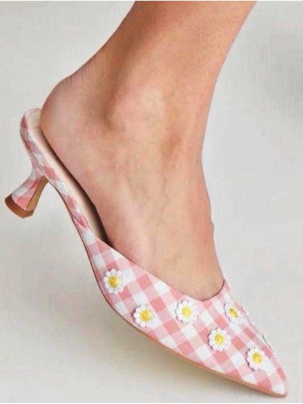 {Dolce Vita X For Love & Lemons} Lilou Daisy Mule In Pink Chalk Gingham